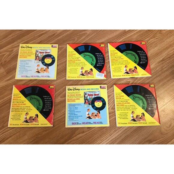 Disneyland 45 RPM Vinyl Records Lot Of 6 With Storybook Sleeves - Picture 1 of 10